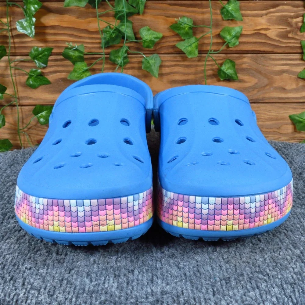 Crocs Bayaband Chevron Mens Clogs Size 12 Water Shoes Blue Multi Pattern